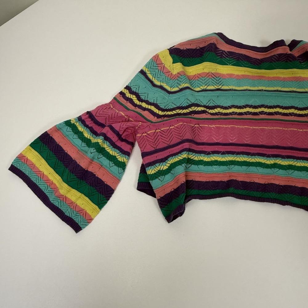 Soft Surroundings Sweater Women's XL Colorful Stripe Cardigan Bell Sleeve Top - Picture 9 of 12